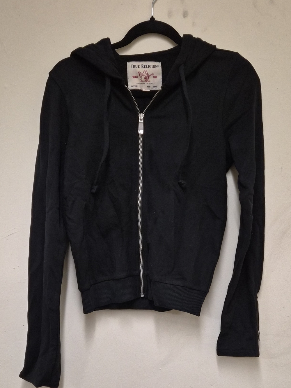 True Religion Women's Black Zip-Up Hoodie Jacket | Size XS